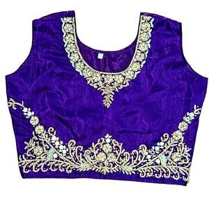 Silk Choli Saree Embroidery Brocade Rhinestones Beads Women
